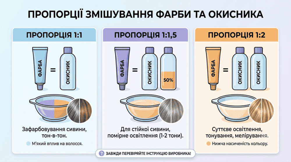 пропорції змішування фарби та окисника